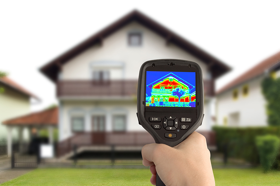 home inspector hand close up thermal imaging property from exteriors pembroke pines fl